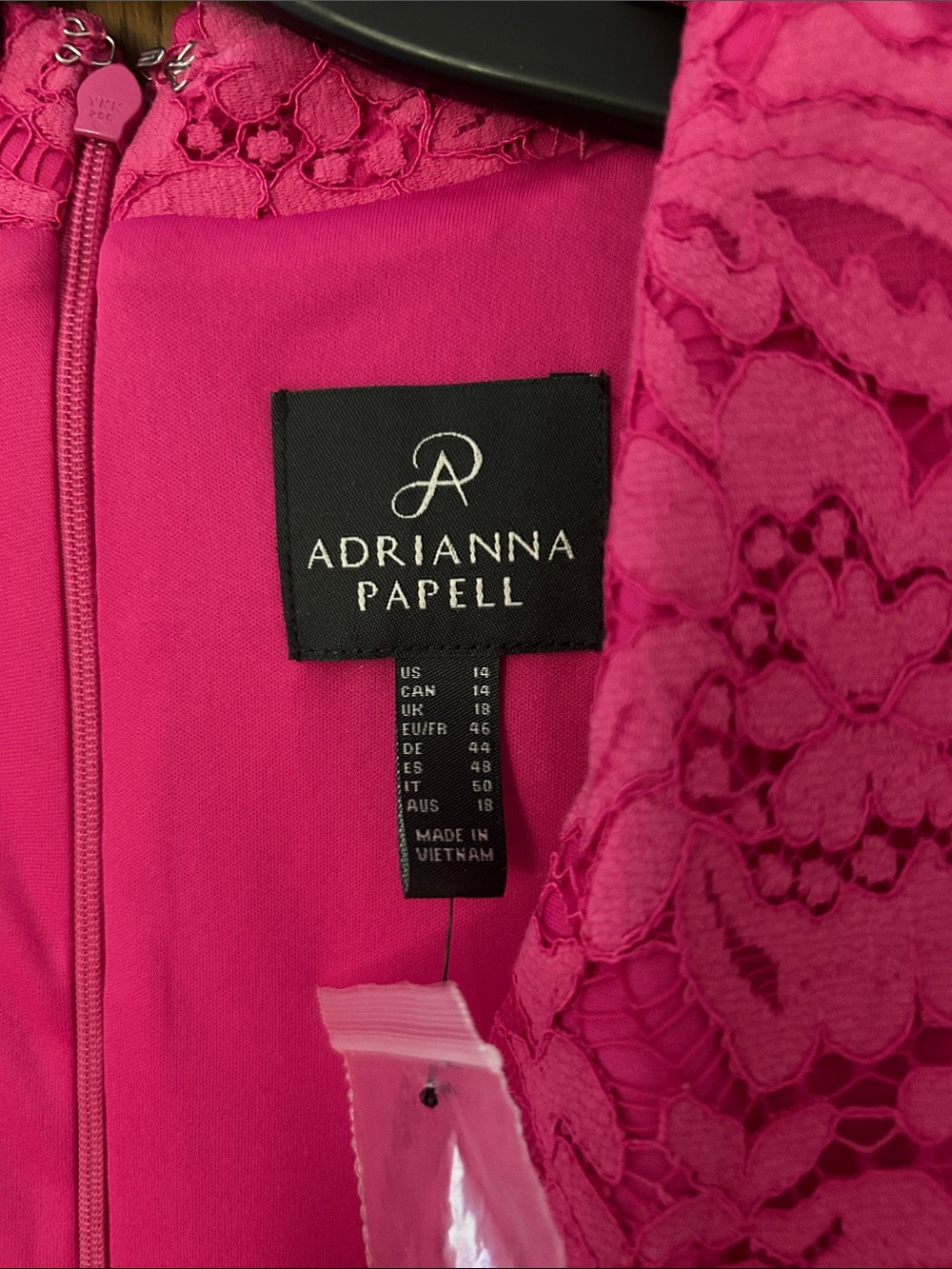 Adrianna Papell Hot Pink Floral Lace Mini Dress - Picture 2 of 4